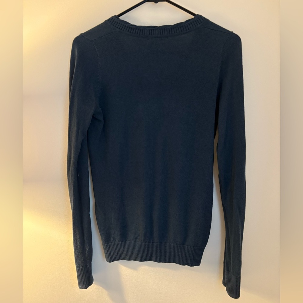Lacoste Navy V-Neck Sweater Cotton Cashmere Blend | Y2K Long fit | Preppy |Elena - Picture 7 of 10